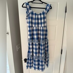 J Crew Gingham Blue Dress Petite Small